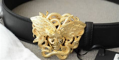 versace vitello winged medusa belt brass|versace medusa belt men.